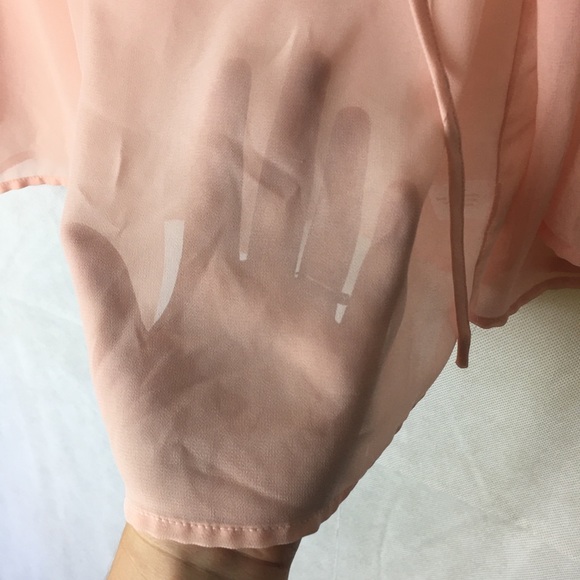 Blush Pink Flowy Sheer Lace Top - Picture 5 of 6
